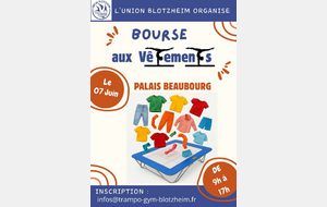 BOURSE AUX VETEMENTS 07 JUIN 2026!